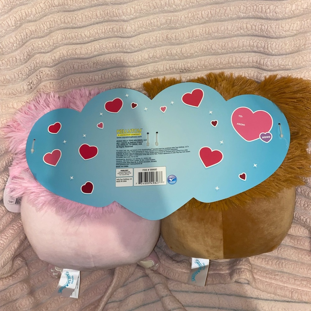 Squishmallow Benny and Brina the Bigfoots valentines  bundle set 8” - Picture 6 of 7